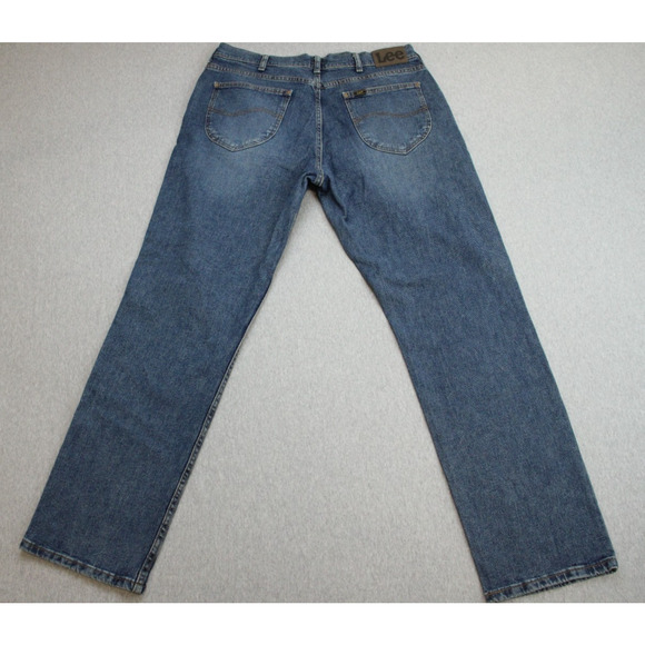 Lee Jeans Mens 36 X 32 Blue Denim Stretch Relaxed Fit Straight Leg - Picture 2 of 8